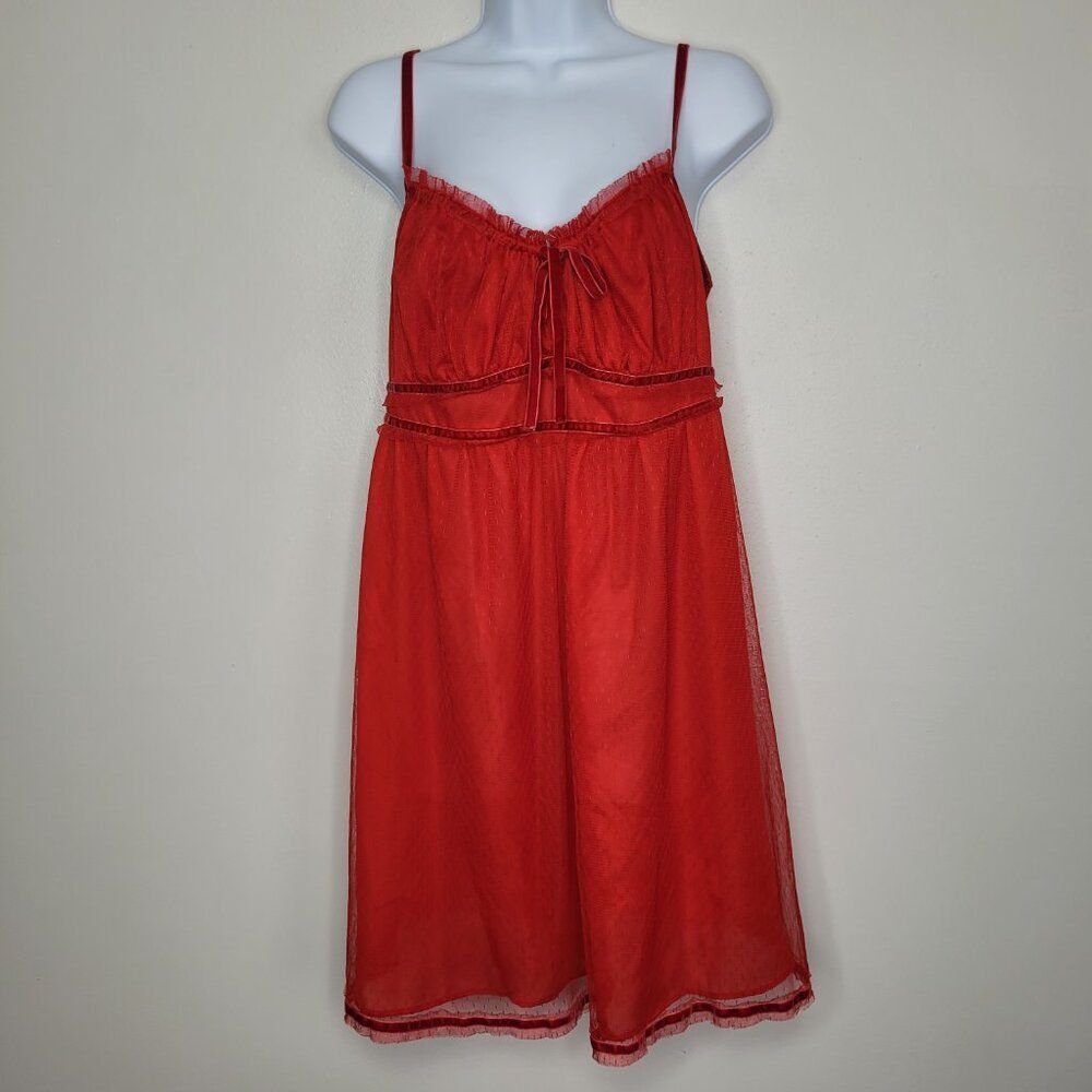 Vintage y2k Simply Vera Vera Wang red babydoll semi sheer mini slip dress large